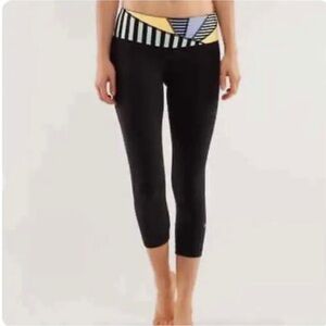 Lululemon Athletica Black Capris with Multicolor Waistband